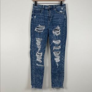 American Eagle Outfitters Mom Jeans Women’s 4 Ripped Denim Distressed Stretch